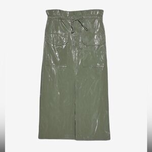 ZARA Olive Midi Skirt with Pockets Paperbag